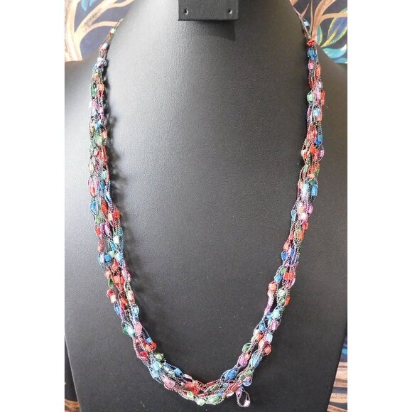 Artsy Rainbow Ladder Trellis Yarn Necklace - Picture 4 of 4